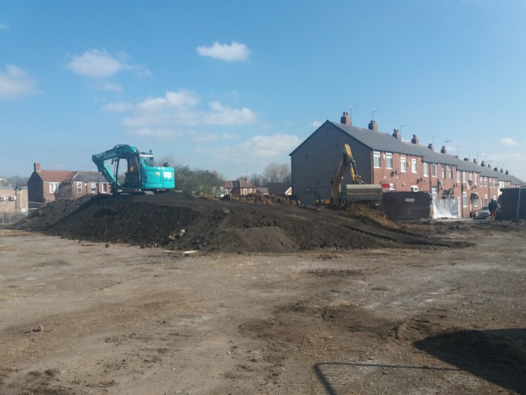 Japanese Knotweed excavation taking place on former football fields in Leeds